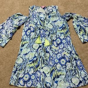 Lilly Pulitzer Blue and Green Floral Women Dress